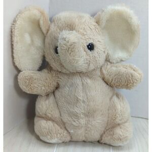 Daekor vintage 1979 plush elephant cream tan beige flat pot belly made Korea